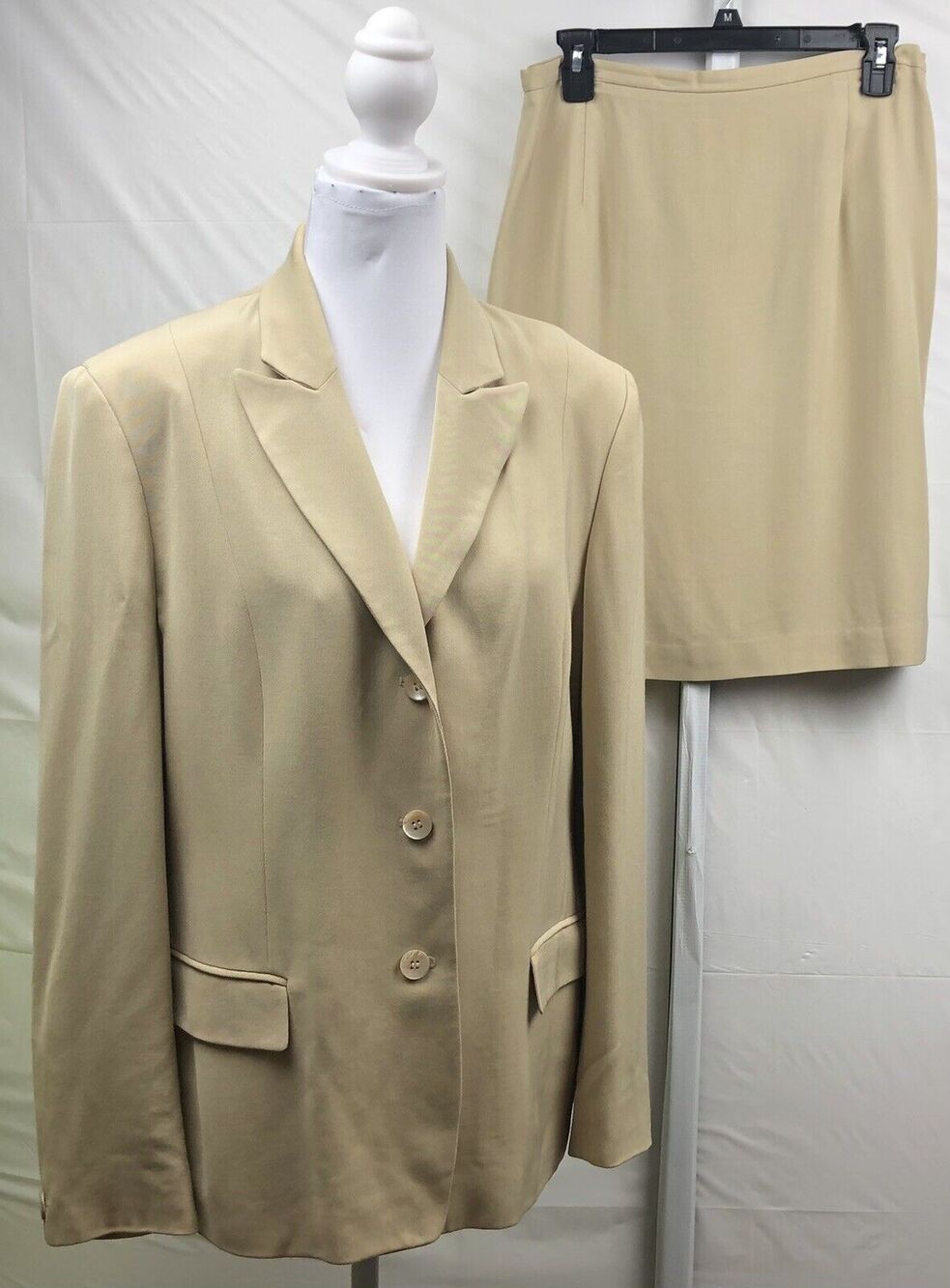 Country Road Skirt Suit Women 10 Beige Lined Blazer & Skirt Business Suit